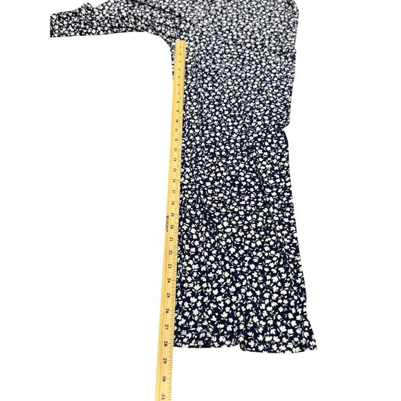 Kaleigh Womens Navy White Floral Jumpsuit Size M Womens V-Neck Ruffle Sleeve - Picture 9 of 10